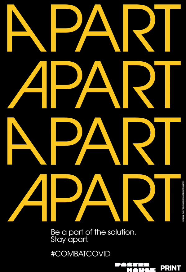 Motion for a poster promoting covid distancing featuring the word